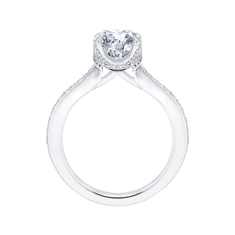 Round Diamond Cathedral Style Engagement Ring in 14K White Gold (Semi-Mount)