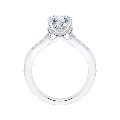 Round Diamond Cathedral Style Engagement Ring in 14K White Gold (Semi-Mount)