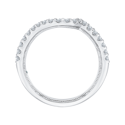 Round Diamond Half-Eternity Wedding Band in 14K White Gold