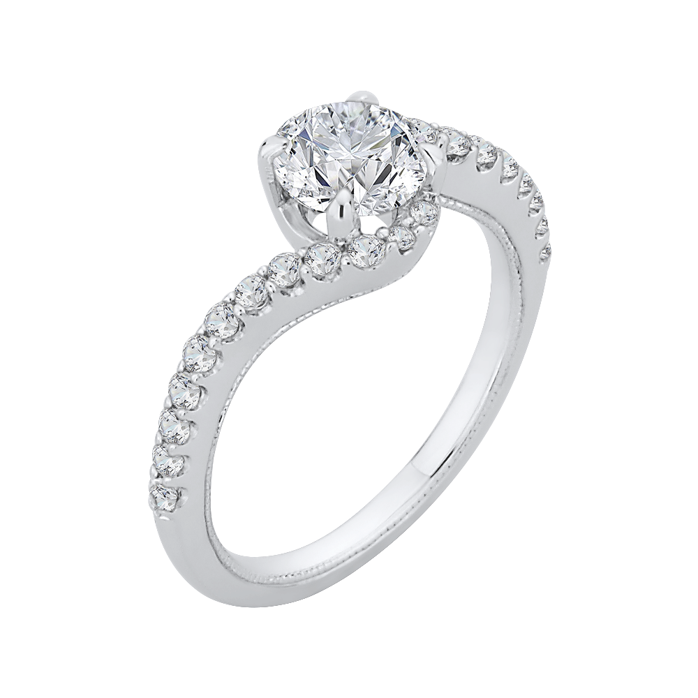 Round Diamond Promise Engagement Ring in 14K White Gold (Semi-Mount)