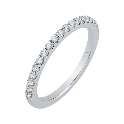 Round Diamond Half-Eternity Wedding Band in 14K White Gold