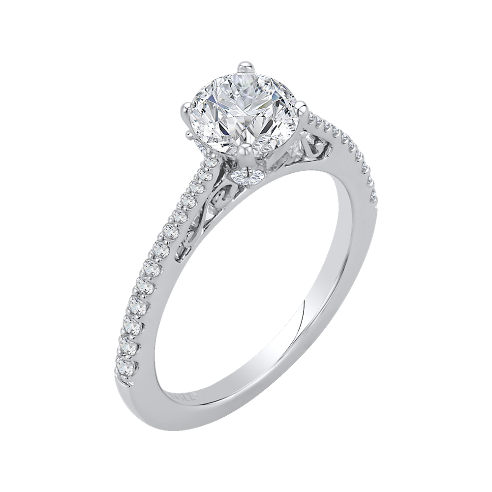 Round Diamond Engagement Ring in 14K White Gold (Semi-Mount)