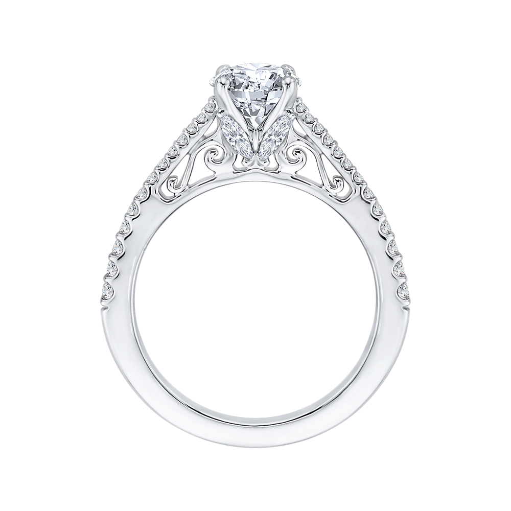 Round Diamond Engagement Ring in 14K White Gold (Semi-Mount)