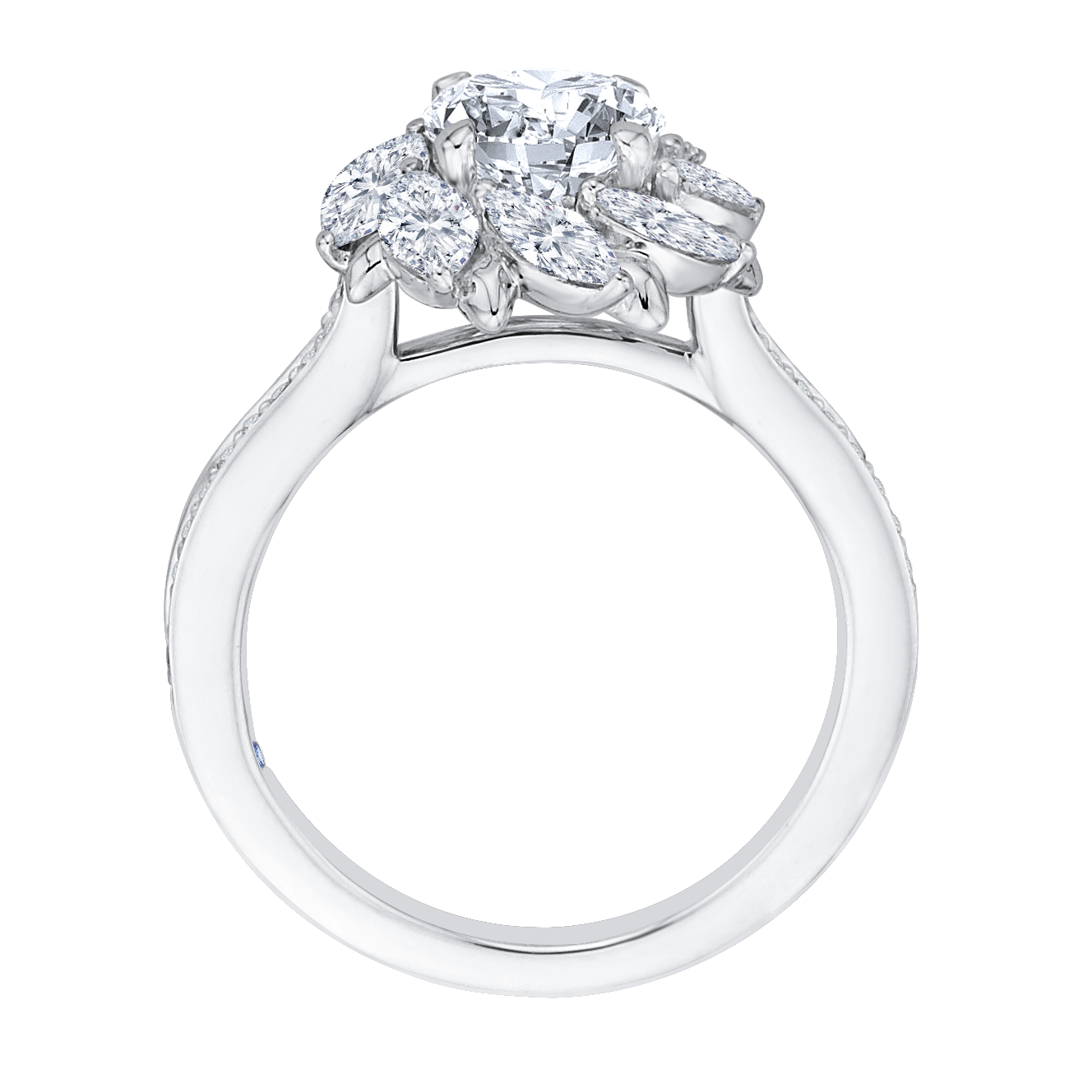 Round Diamond Floral Halo Engagement Ring in 14K White Gold (Semi-Mount)