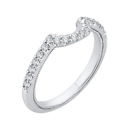 Round Diamond Half-Eternity Wedding Band in 14K White Gold