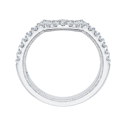 Round Diamond Half-Eternity Wedding Band in 14K White Gold