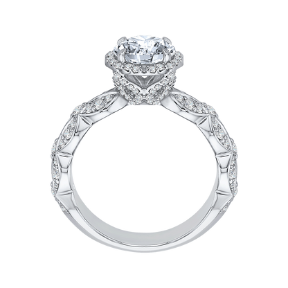 Round Diamond Halo Engagement Ring in 14K White Gold (Semi-Mount)