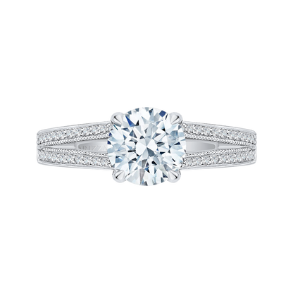 Split Shank Round Diamond Engagement Ring in 14K White Gold (Semi-Mount)