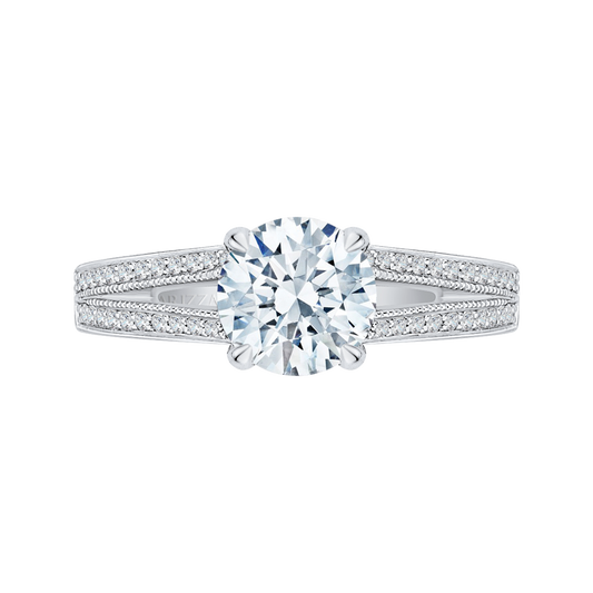 Split Shank Round Diamond Engagement Ring in 14K White Gold (Semi-Mount)