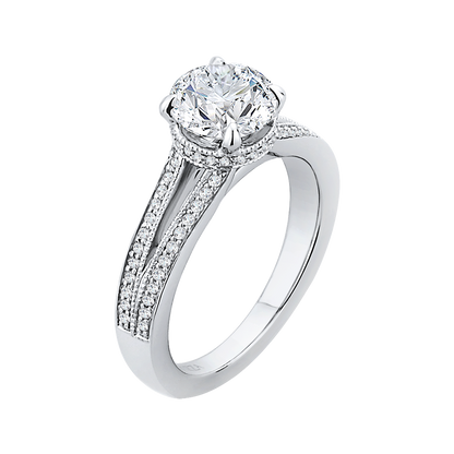 Split Shank Round Diamond Engagement Ring in 14K White Gold (Semi-Mount)