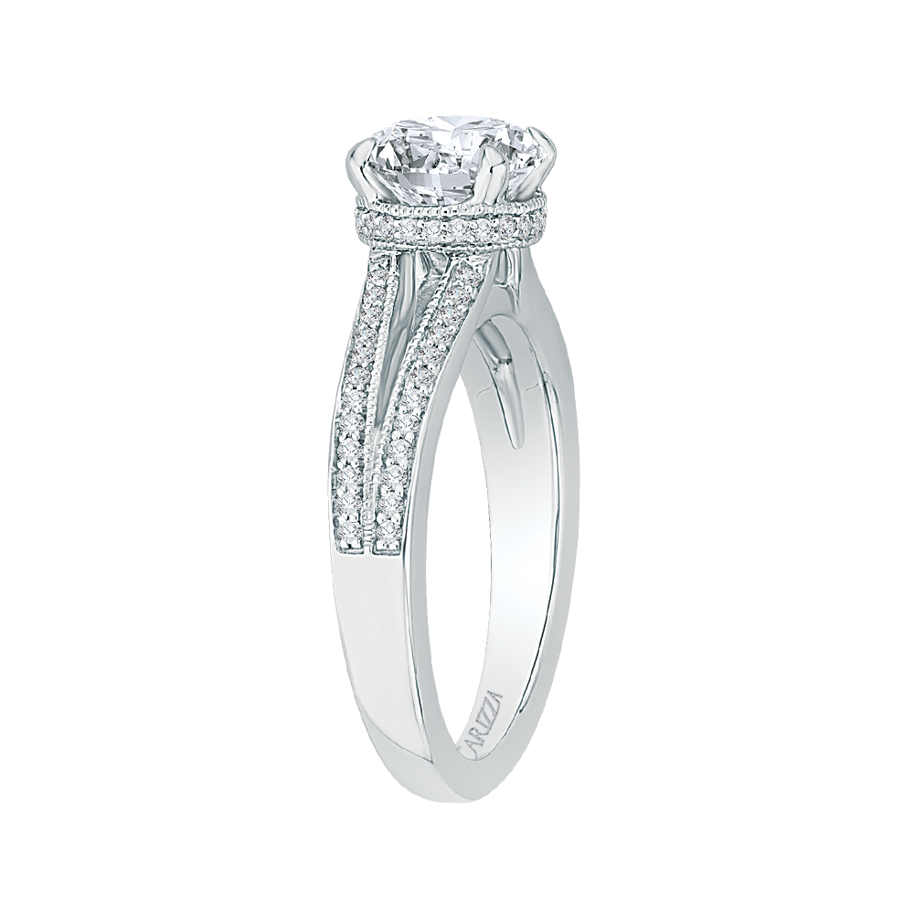 Split Shank Round Diamond Engagement Ring in 14K White Gold (Semi-Mount)