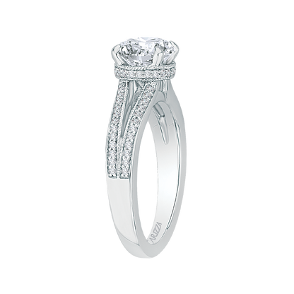 Split Shank Round Diamond Engagement Ring in 14K White Gold (Semi-Mount)