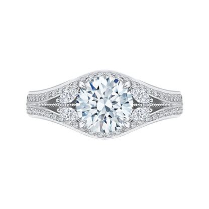 Split Shank Round Diamond Engagement Ring in 14K White Gold (Semi-Mount)