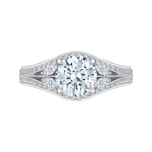 Split Shank Round Diamond Engagement Ring in 14K White Gold (Semi-Mount)