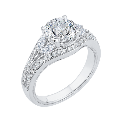 Split Shank Round Diamond Engagement Ring in 14K White Gold (Semi-Mount)