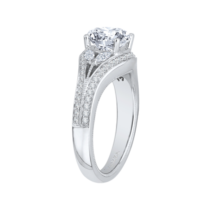 Split Shank Round Diamond Engagement Ring in 14K White Gold (Semi-Mount)