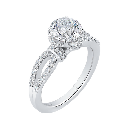 Split Shank Round Diamond Engagement Ring in 14K White Gold (Semi-Mount)