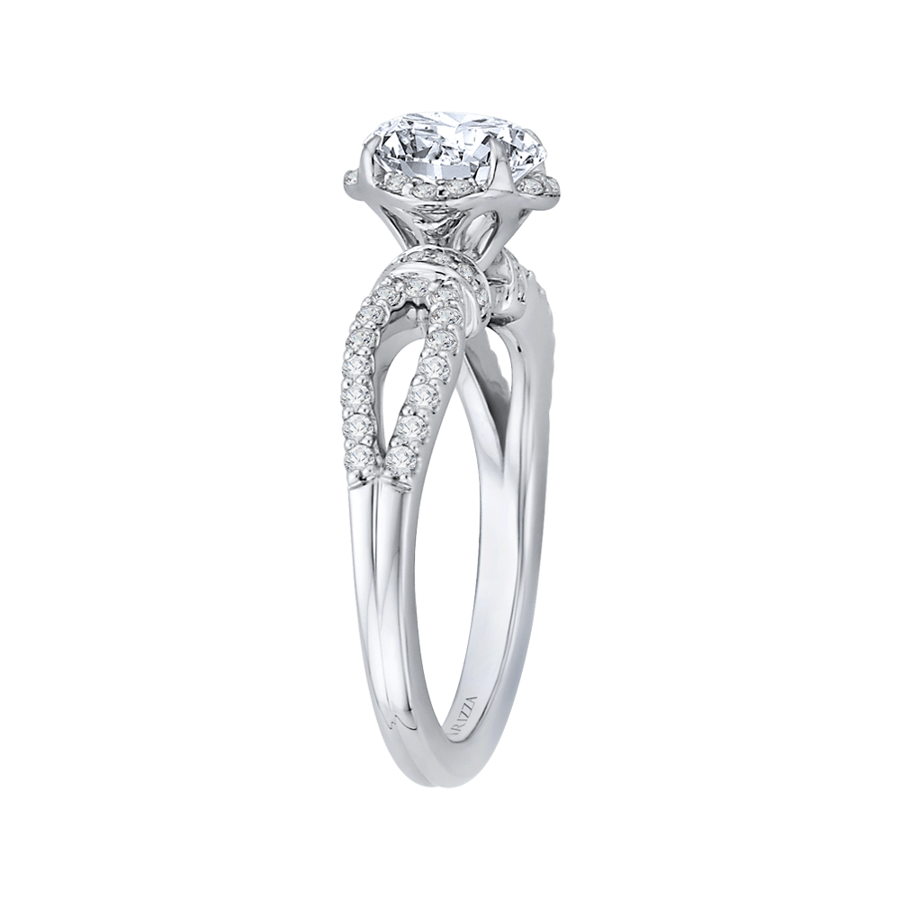 Split Shank Round Diamond Engagement Ring in 14K White Gold (Semi-Mount)