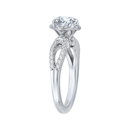 Split Shank Round Diamond Engagement Ring in 14K White Gold (Semi-Mount)