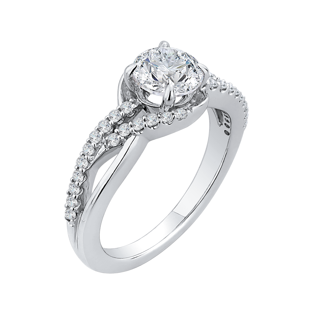 Round Diamond Engagement Ring in 14K White Gold (Semi-Mount)