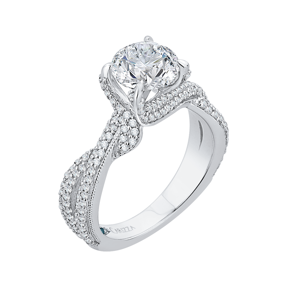 Split Shank Round Diamond Engagement Ring in 14K White Gold (Semi-Mount)