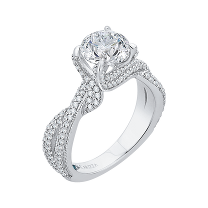 Split Shank Round Diamond Engagement Ring in 14K White Gold (Semi-Mount)