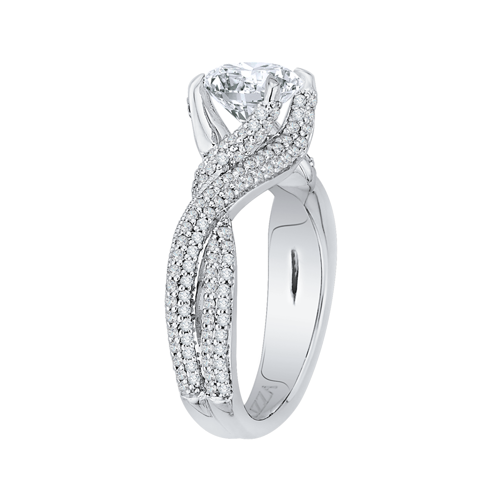 Split Shank Round Diamond Engagement Ring in 14K White Gold (Semi-Mount)