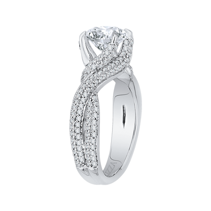 Split Shank Round Diamond Engagement Ring in 14K White Gold (Semi-Mount)