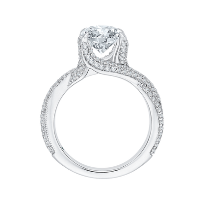 Split Shank Round Diamond Engagement Ring in 14K White Gold (Semi-Mount)