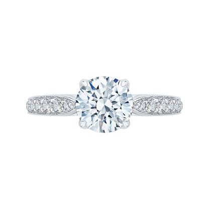 Round Diamond Floral Engagement Ring in 14K White Gold (Semi-Mount)