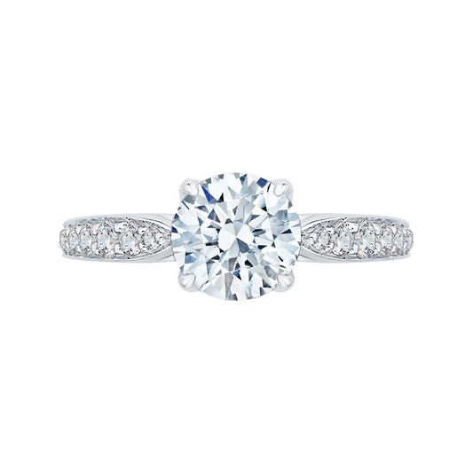 Round Diamond Floral Engagement Ring in 14K White Gold (Semi-Mount)