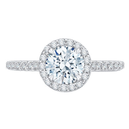 Round Diamond Halo Engagement Ring in 14K White Gold (Semi-Mount)