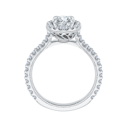 Round Diamond Halo Engagement Ring in 14K White Gold (Semi-Mount)