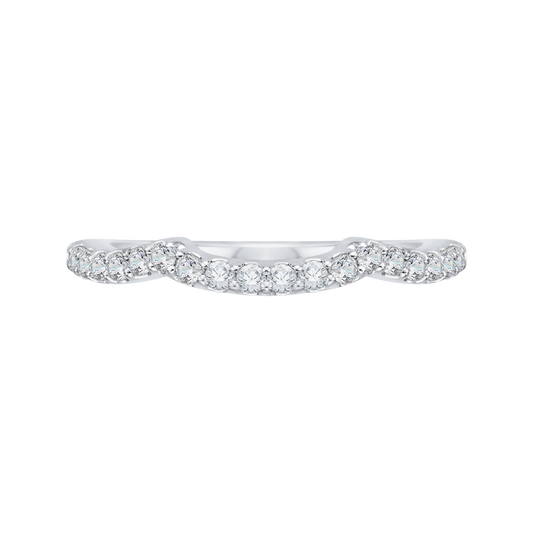 Round Diamond Half-Eternity Wedding Band in 14K White Gold