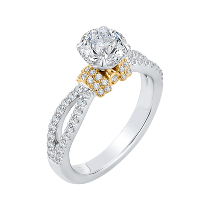 Split Shank Round Diamond Engagement Ring in 14K Two Tone Gold (Semi-Mount)