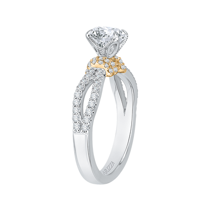 Split Shank Round Diamond Engagement Ring in 14K Two Tone Gold (Semi-Mount)