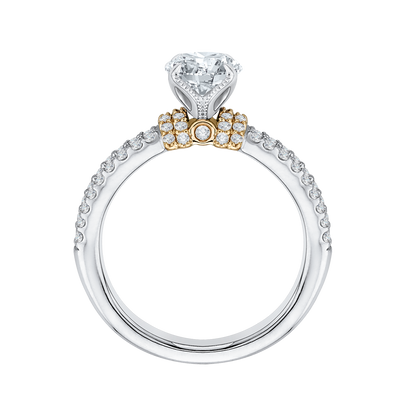 Split Shank Round Diamond Engagement Ring in 14K Two Tone Gold (Semi-Mount)