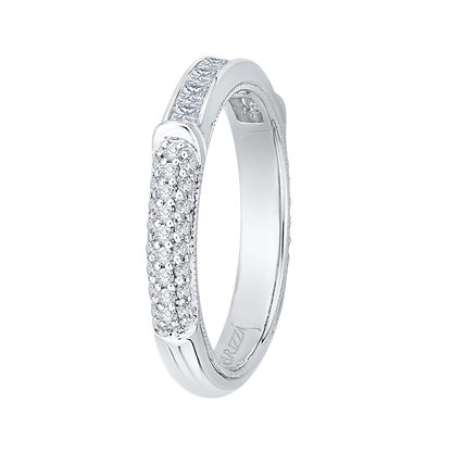 Princess Cut & Round Diamond Wedding Band in 14K White Gold