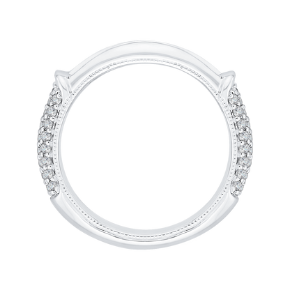 Princess Cut & Round Diamond Wedding Band in 14K White Gold