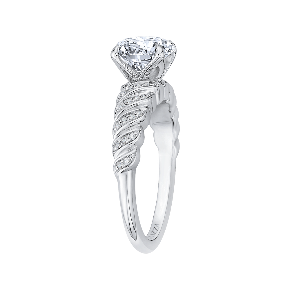 Round Diamond Engagement Ring in 14K White Gold (Semi-Mount)