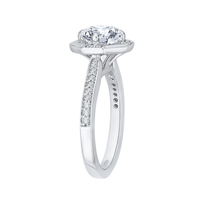 Round Diamond Cathedral Style Engagement Ring in 14K White Gold (Semi-Mount)