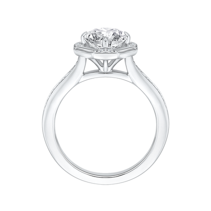 Round Diamond Cathedral Style Engagement Ring in 14K White Gold (Semi-Mount)