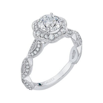 Round Diamond Engagement Ring in 14K White Gold (Semi-Mount)