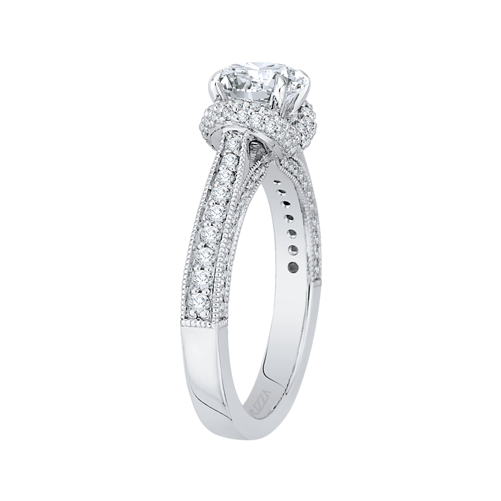 Round Diamond Cathedral Style Engagement Ring in 14K White Gold (Semi-Mount)