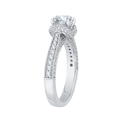 Round Diamond Cathedral Style Engagement Ring in 14K White Gold (Semi-Mount)