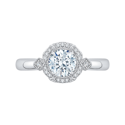 Round Diamond Cathedral Style Engagement Ring in 14K White Gold (Semi-Mount)