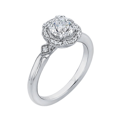 Round Diamond Cathedral Style Engagement Ring in 14K White Gold (Semi-Mount)