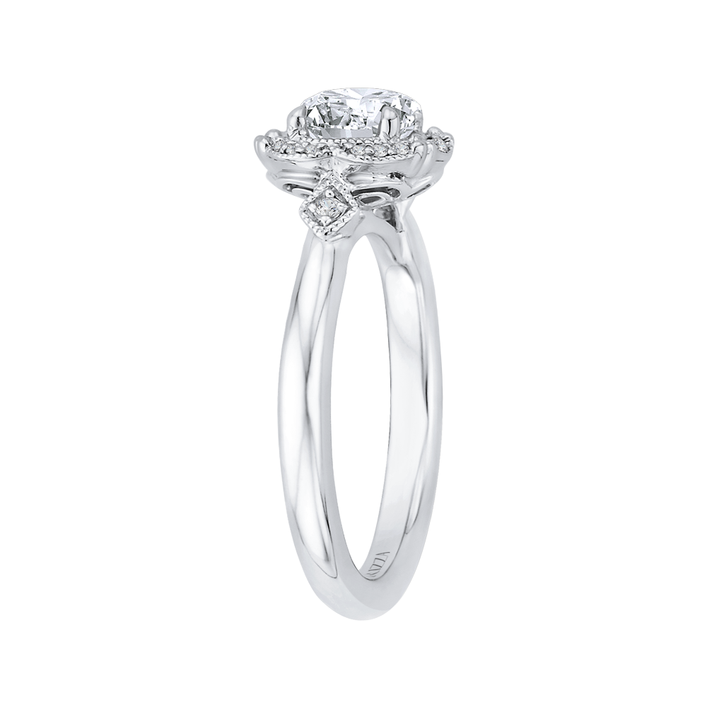 Round Diamond Cathedral Style Engagement Ring in 14K White Gold (Semi-Mount)