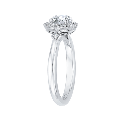 Round Diamond Cathedral Style Engagement Ring in 14K White Gold (Semi-Mount)