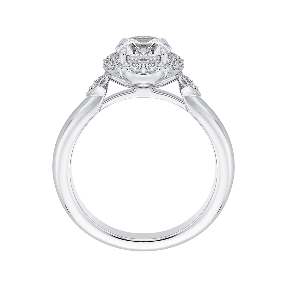 Round Diamond Cathedral Style Engagement Ring in 14K White Gold (Semi-Mount)